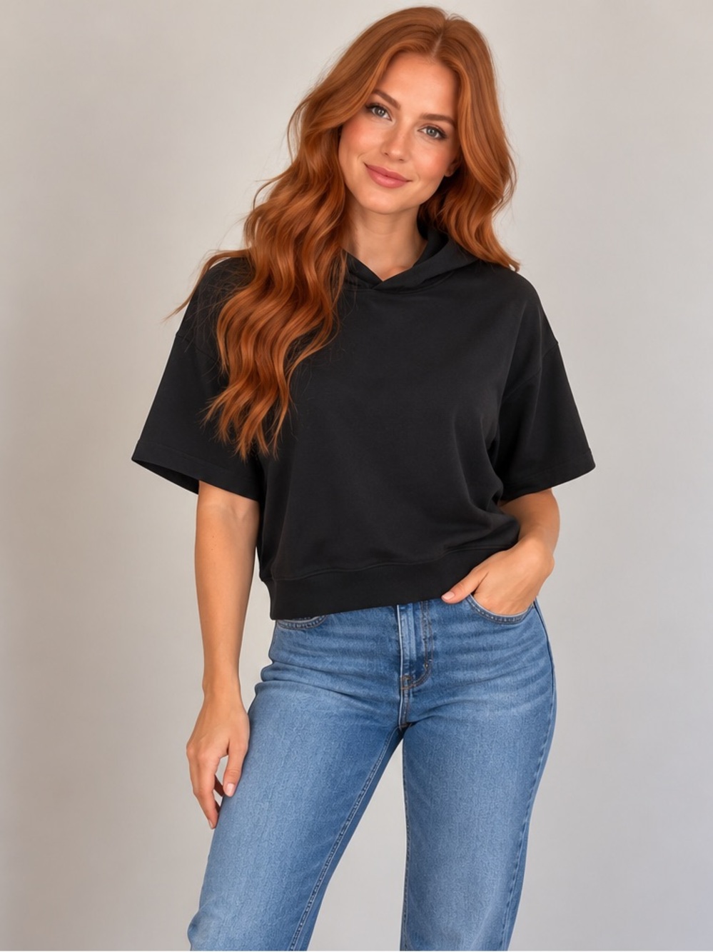 Joe's Jeans Black Short-Sleeve Hoodie